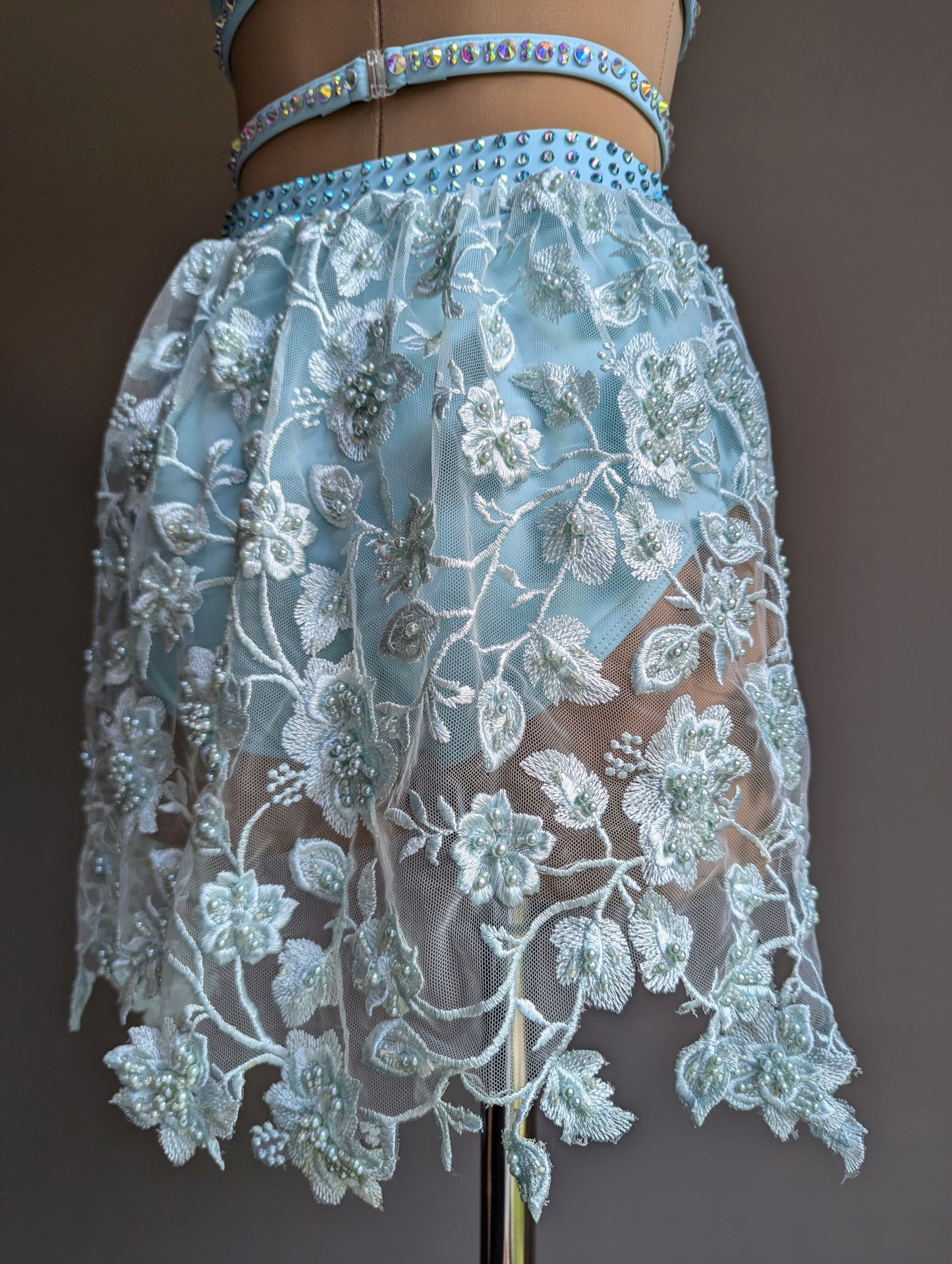 Cherish Bloom Sky Blue Lycra: Freeform Hem Skirt - Limited Edition Costume