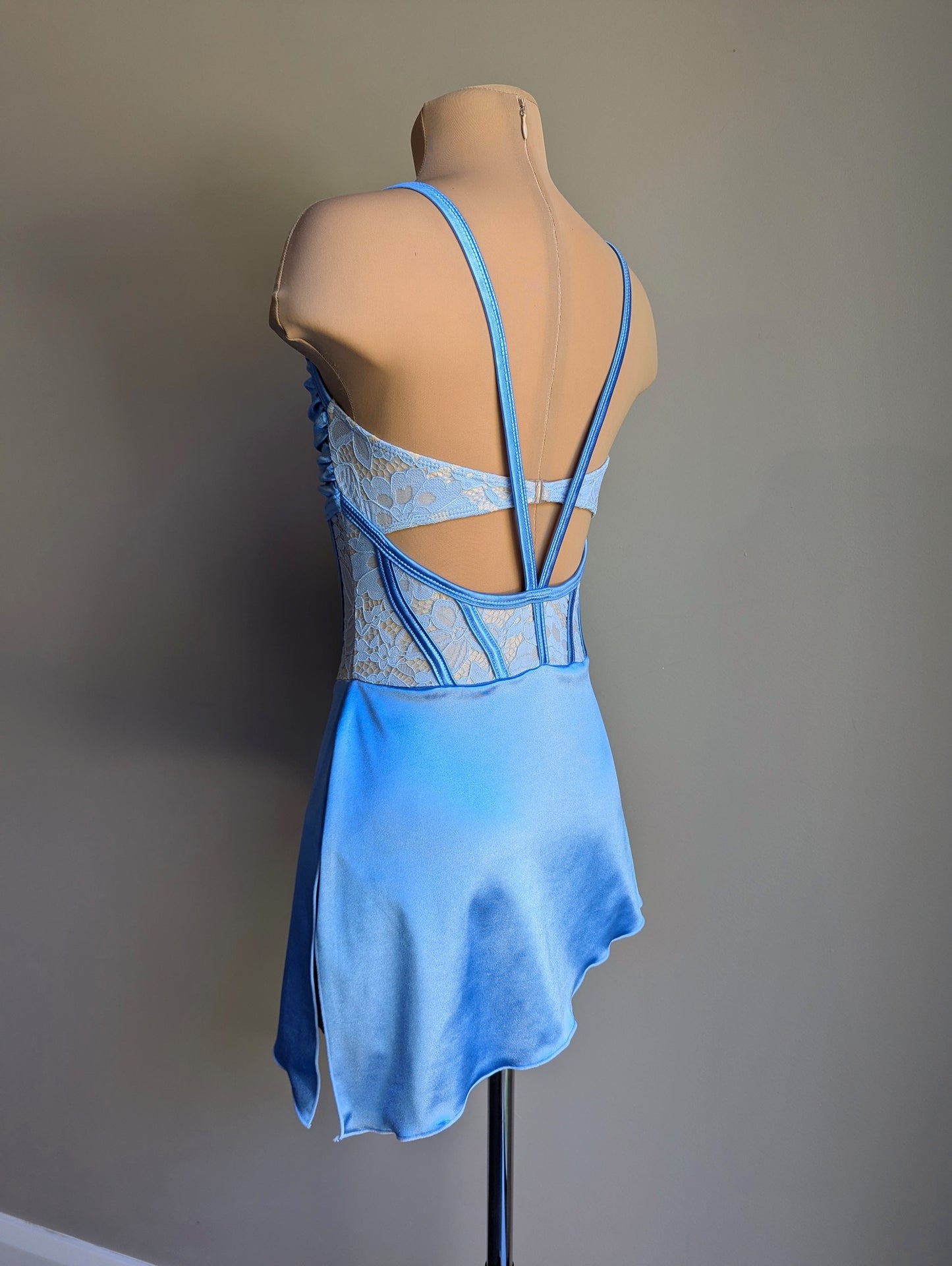 Angelina Base - Cornflower Blue Satin & Lace