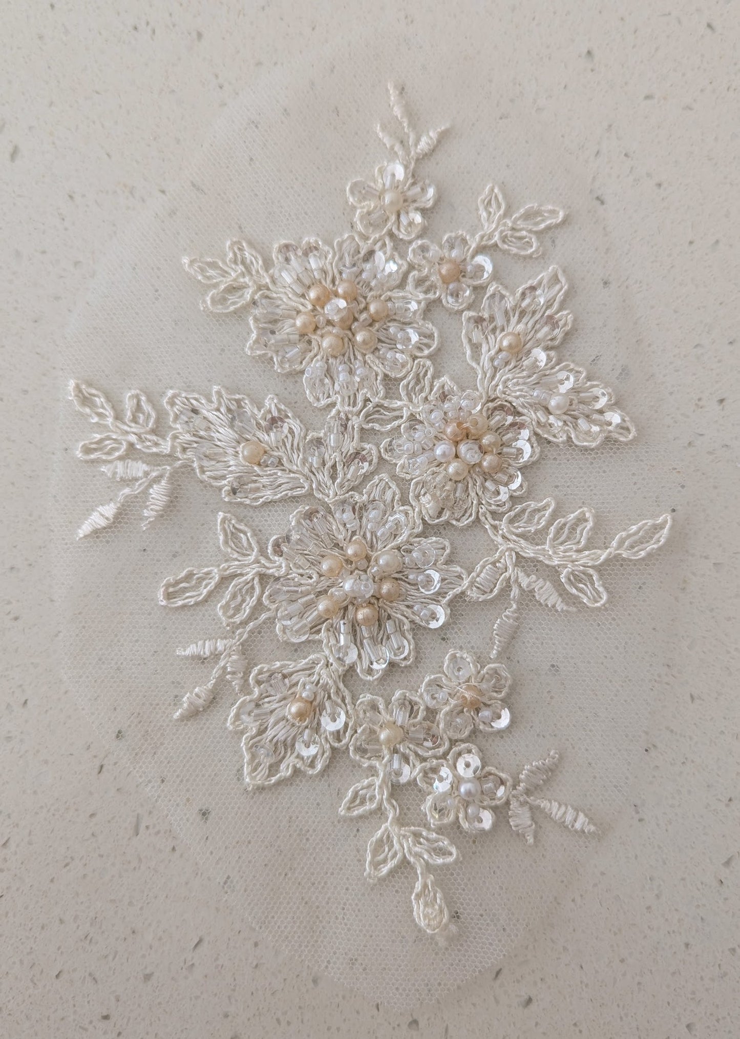 Lyra Beaded Lace Appliqué - Ivory (1 Colour)