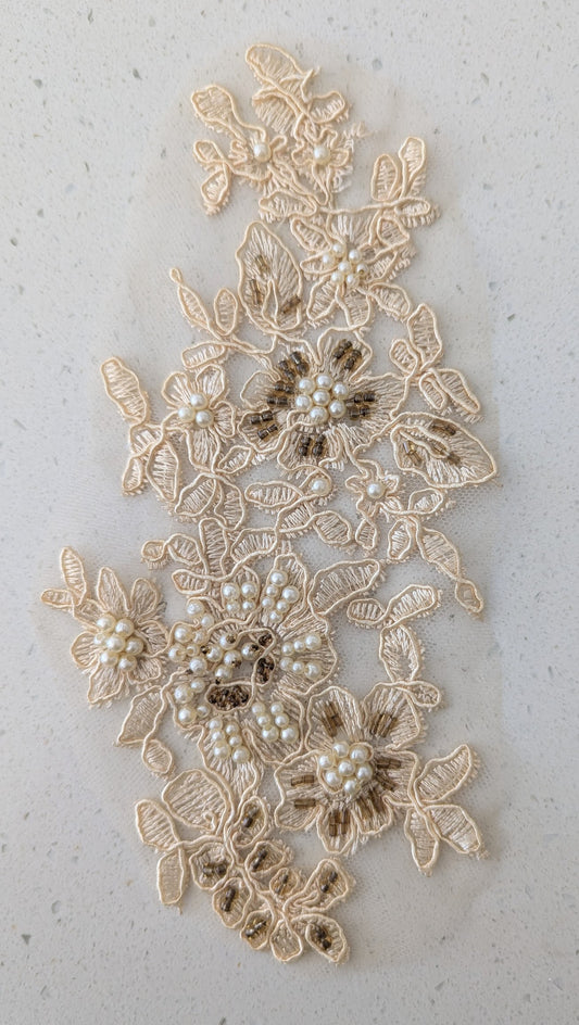 Chamomile Beaded Lace Appliqué 1 Colour