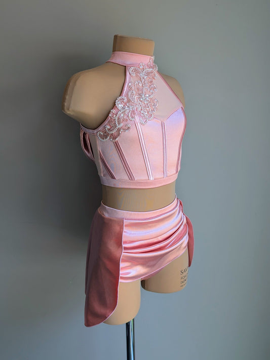 Coral Satin Sunset Set - With Lace Appliqué added by DMDC