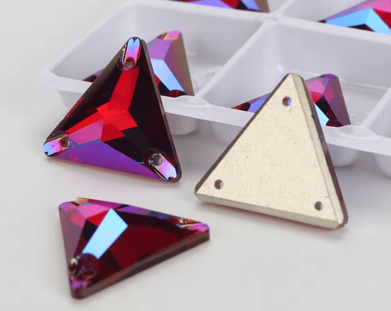 Premium Ultra Glass Dark Siam AB Triangles Rhinestones & Flatbacks