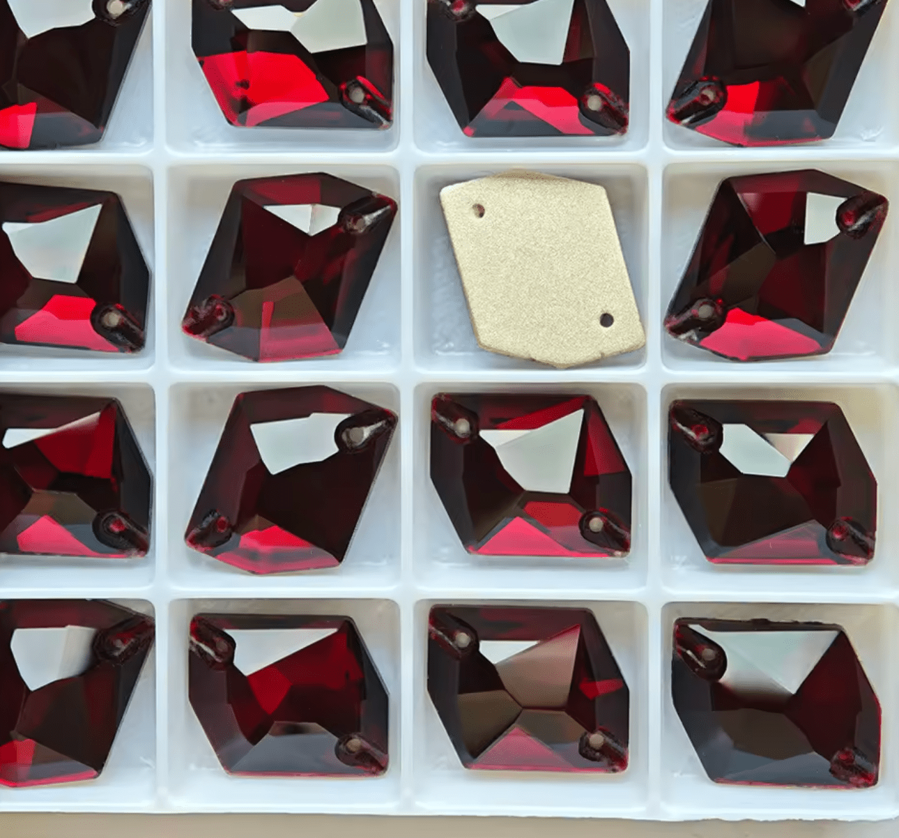 Ultra premium Dark Siam Glass Squashed Square Rhinestones & Flatbacks