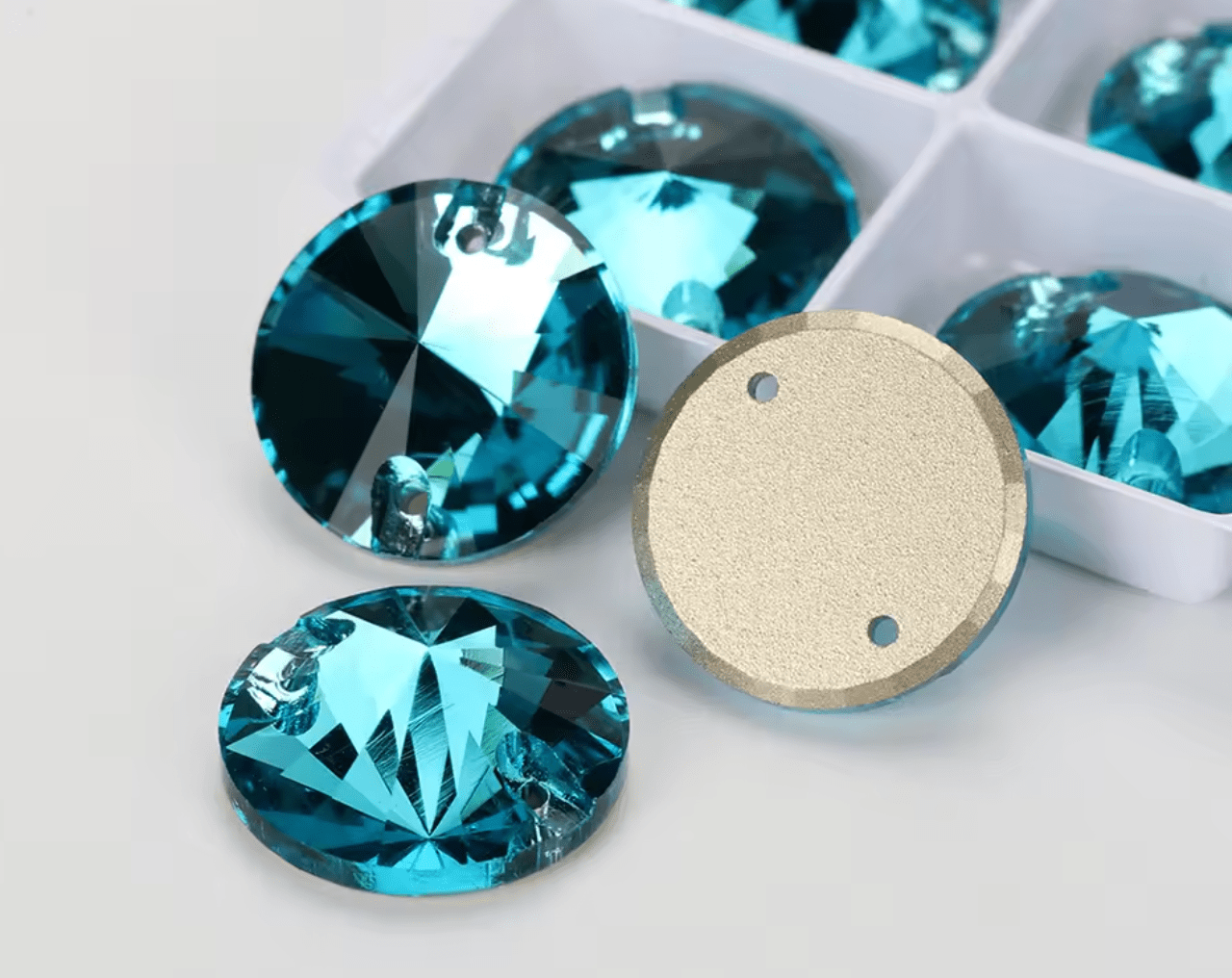 Premium Ultra Glass Aquamarine Rivoli Rhinestones & Flatbacks