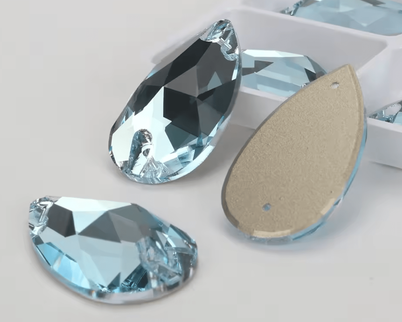 Ultra Premium Glass Aquamarine Tear Drops Rhinestones & Flatbacks