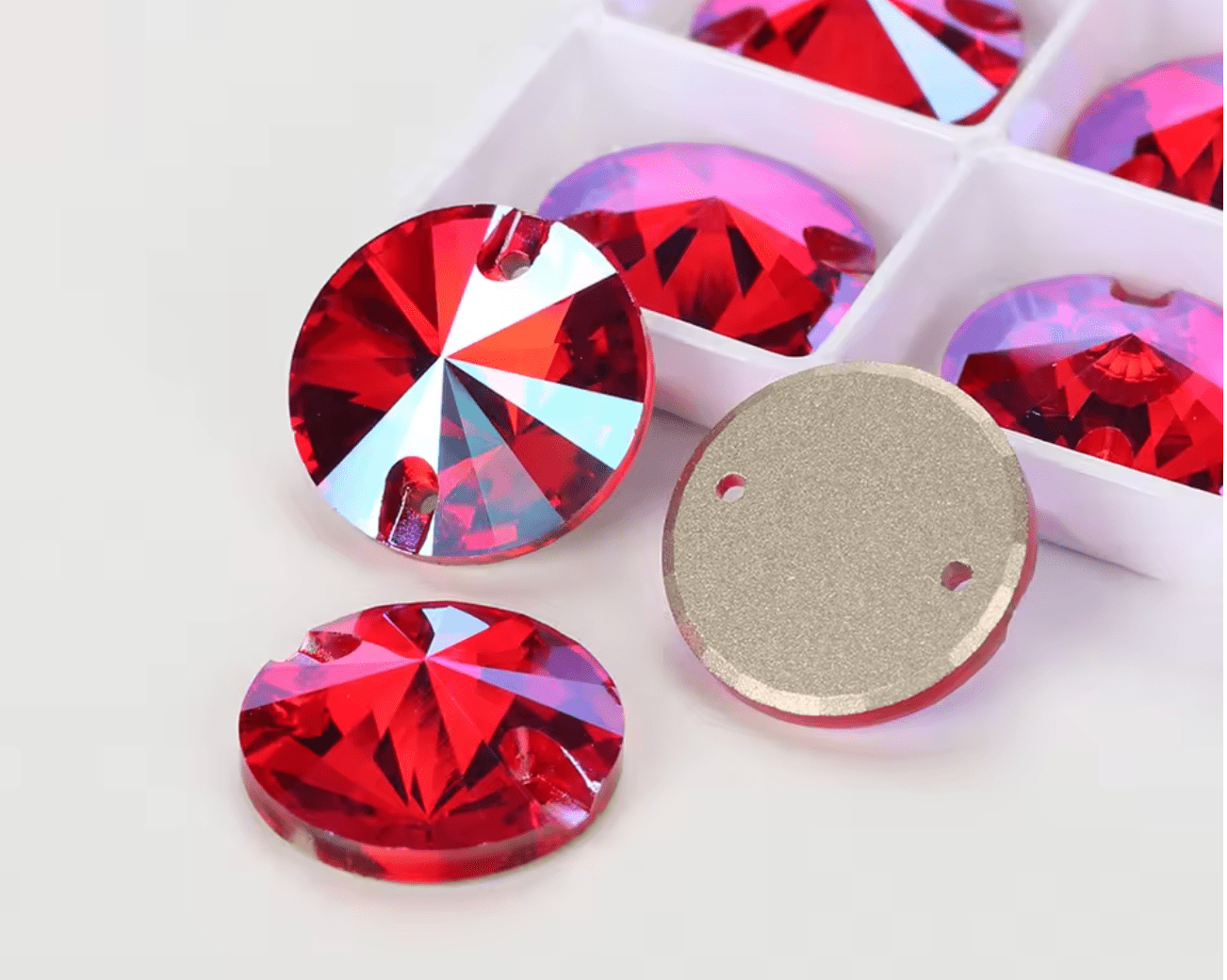 Premium Ultra Siam AB Glass Rivoli Rhinestones & Flatbacks