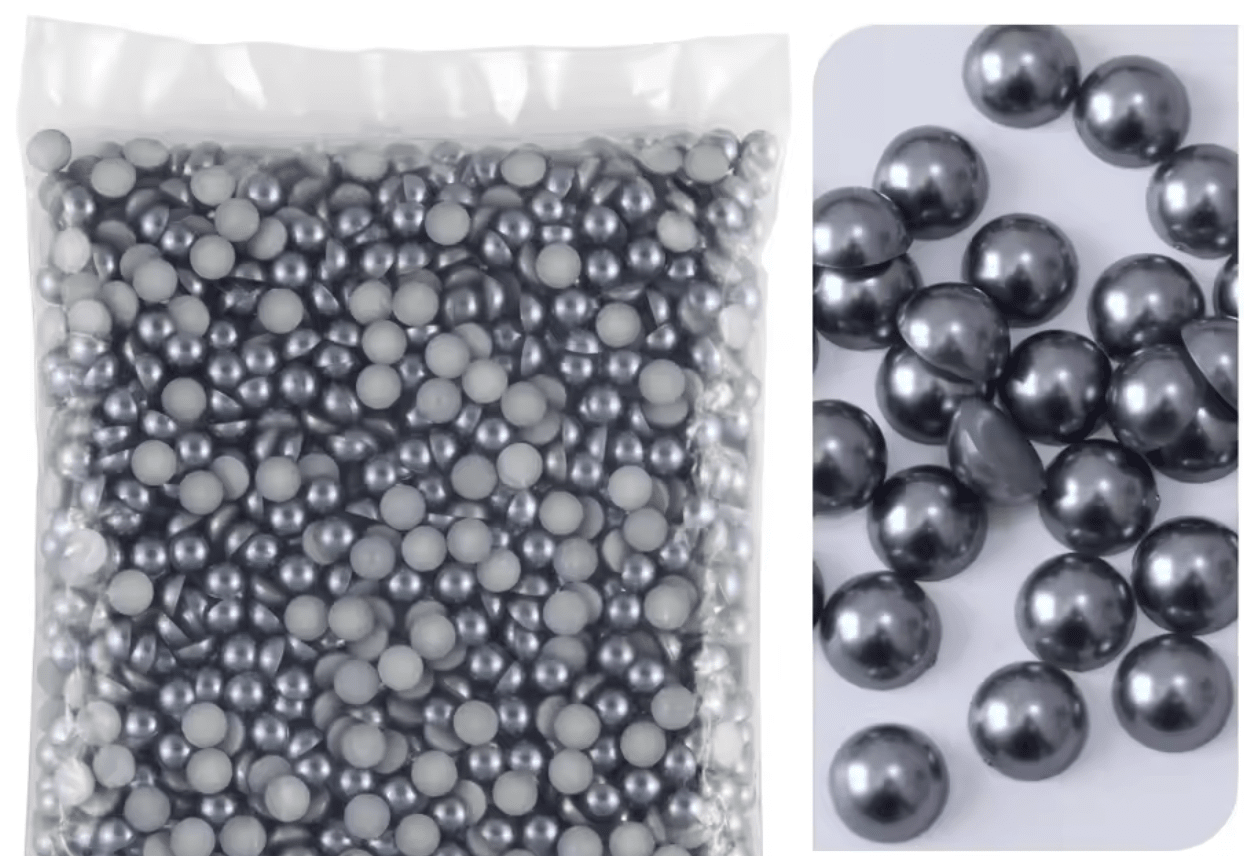Silver Matt Flatback Pearls Rhinestones & Flatbacks