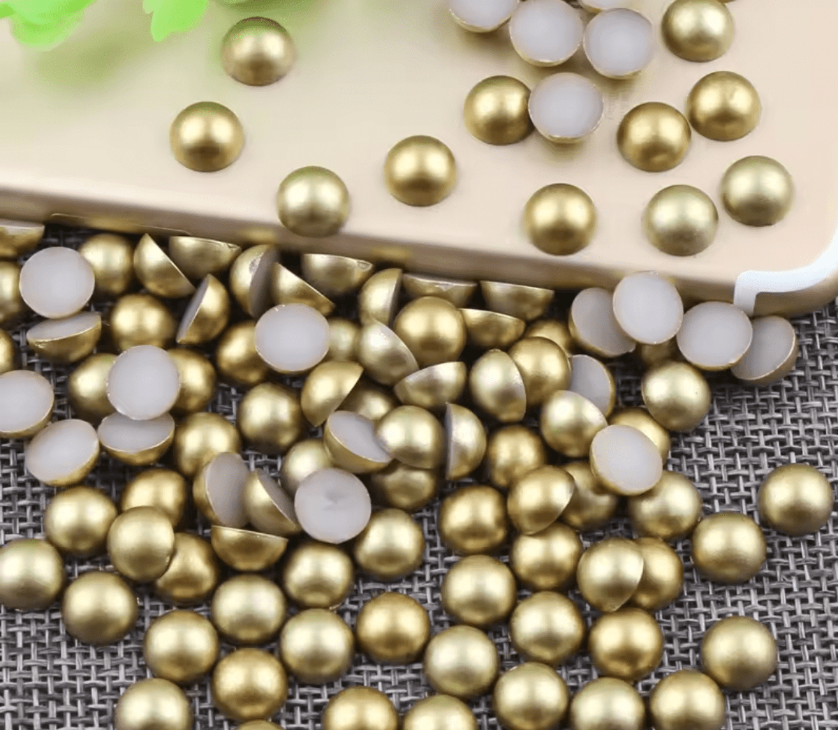 Matt Gold Flatback Pearls Rhinestones & Flatbacks