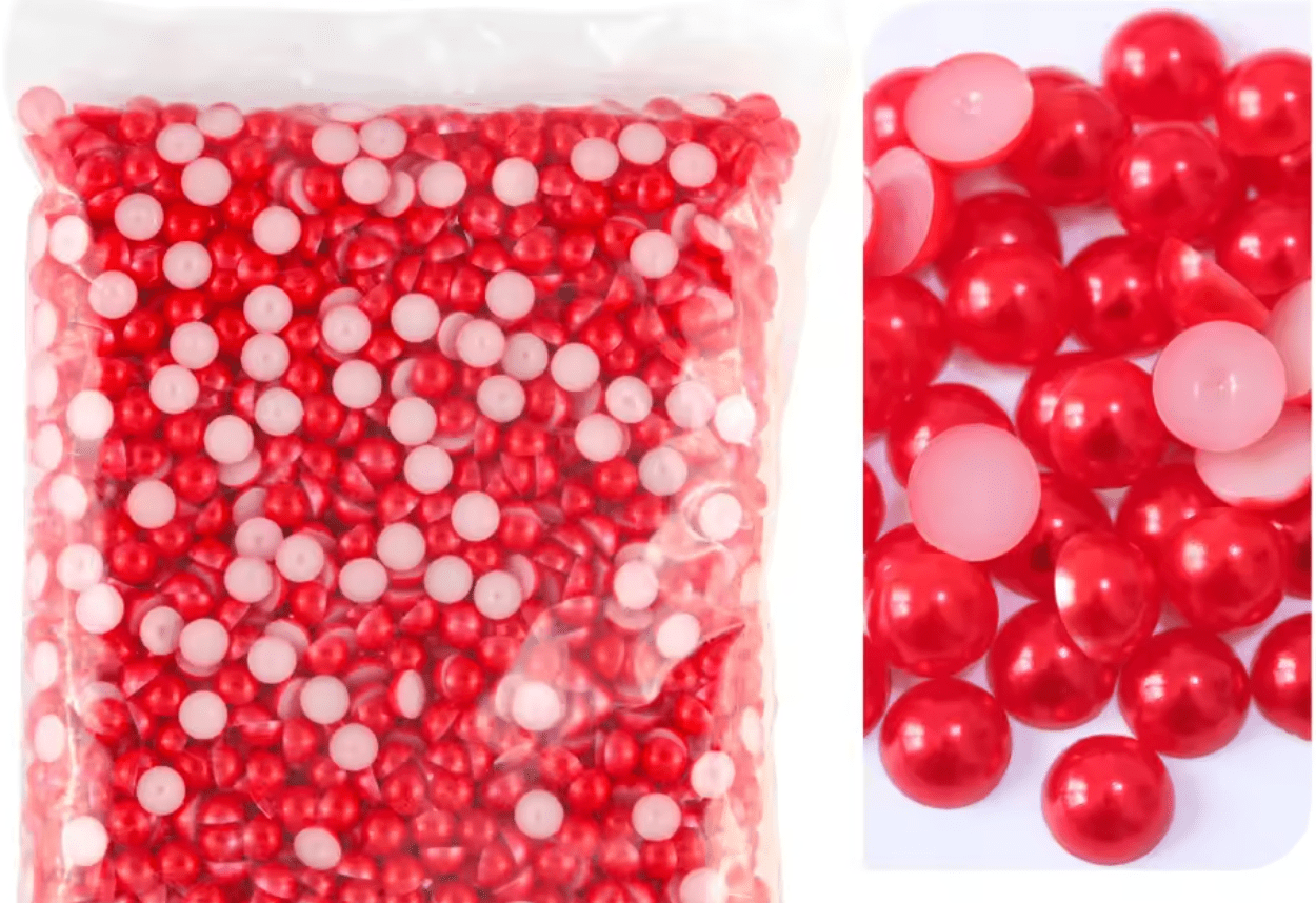 Red Matt Flatback Pearls Rhinestones & Flatbacks