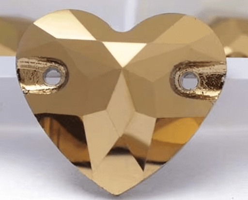 Premium Glass Gold Heart Shaped Rhinestones & Flatbacks