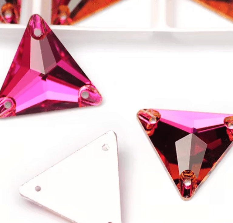 Premium Hot Pink Glass Triangle Rhinestones & Flatbacks