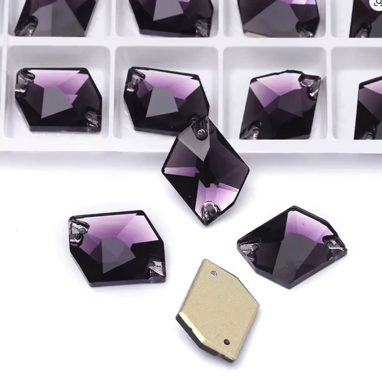 Premium Amethyst Glass Squashed Square Rhinestones & Flatbacks