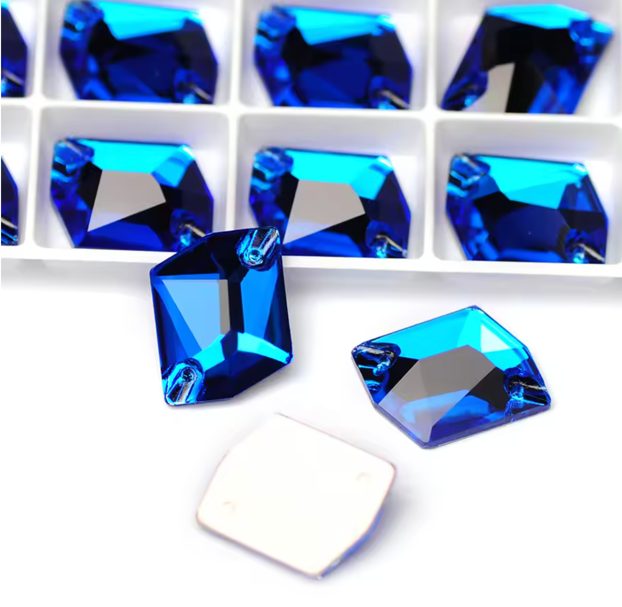 Premium Capri Blue Glass Squashed Square
