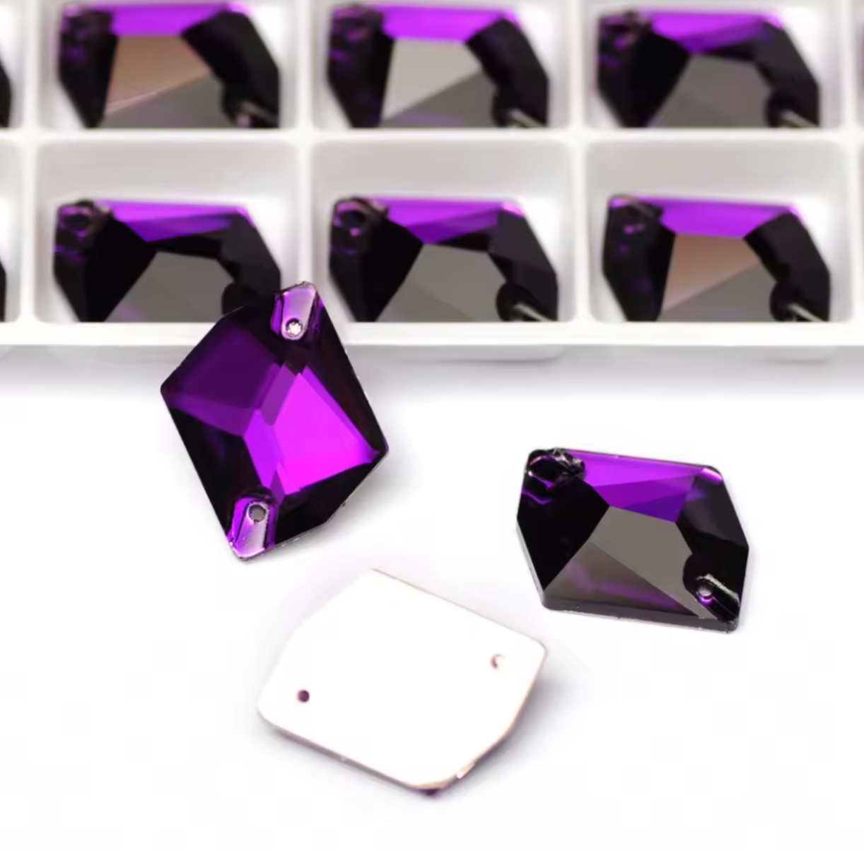 Premium Royal Purple Glass Squashed Square