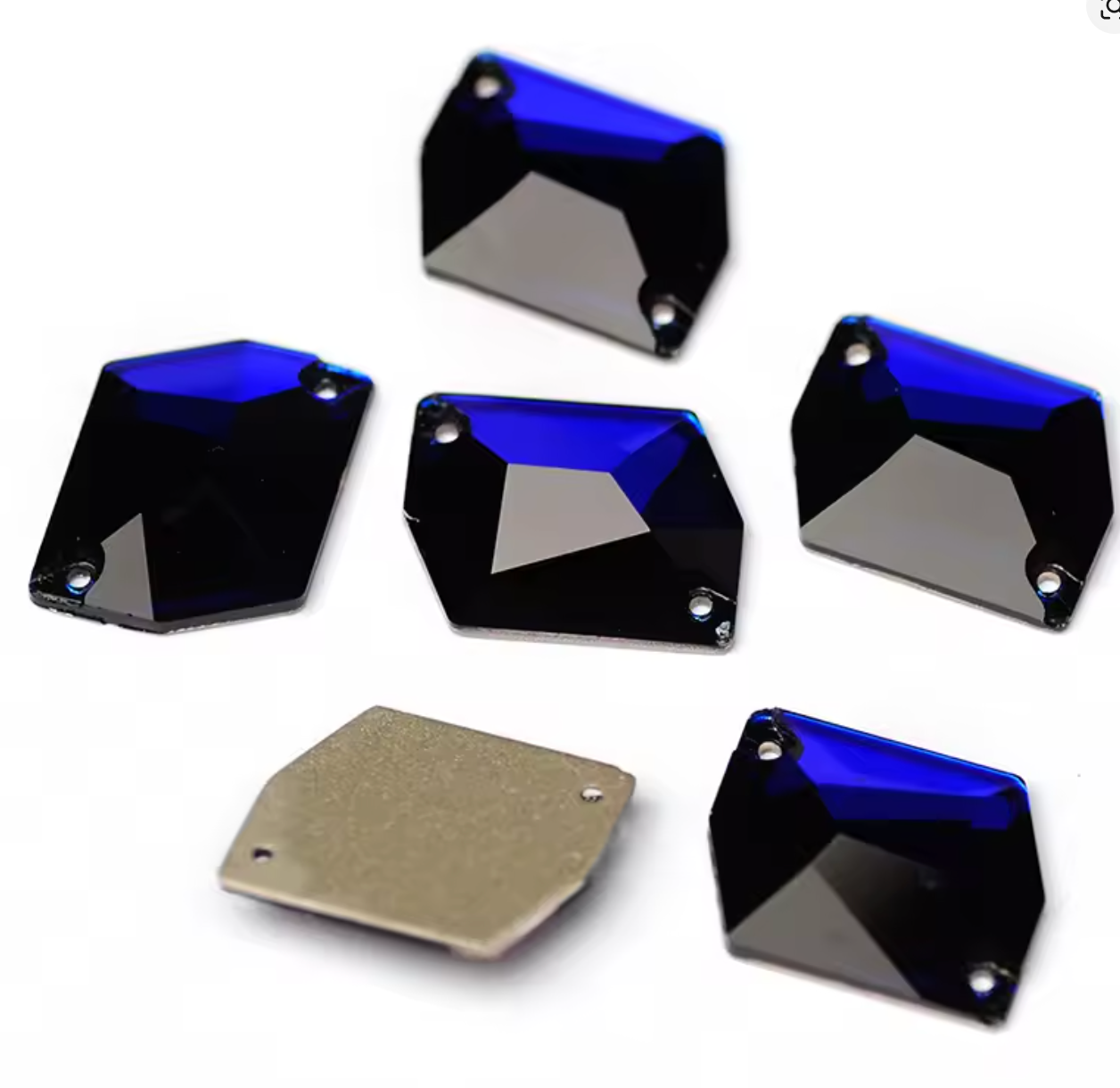Premium Cobalt Glass Squashed Square Rhinestones & Flatbacks