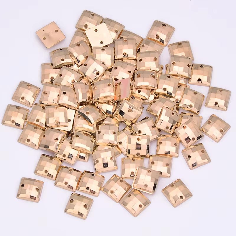 Antique Gold Resin Square Rhinestones & Flatbacks