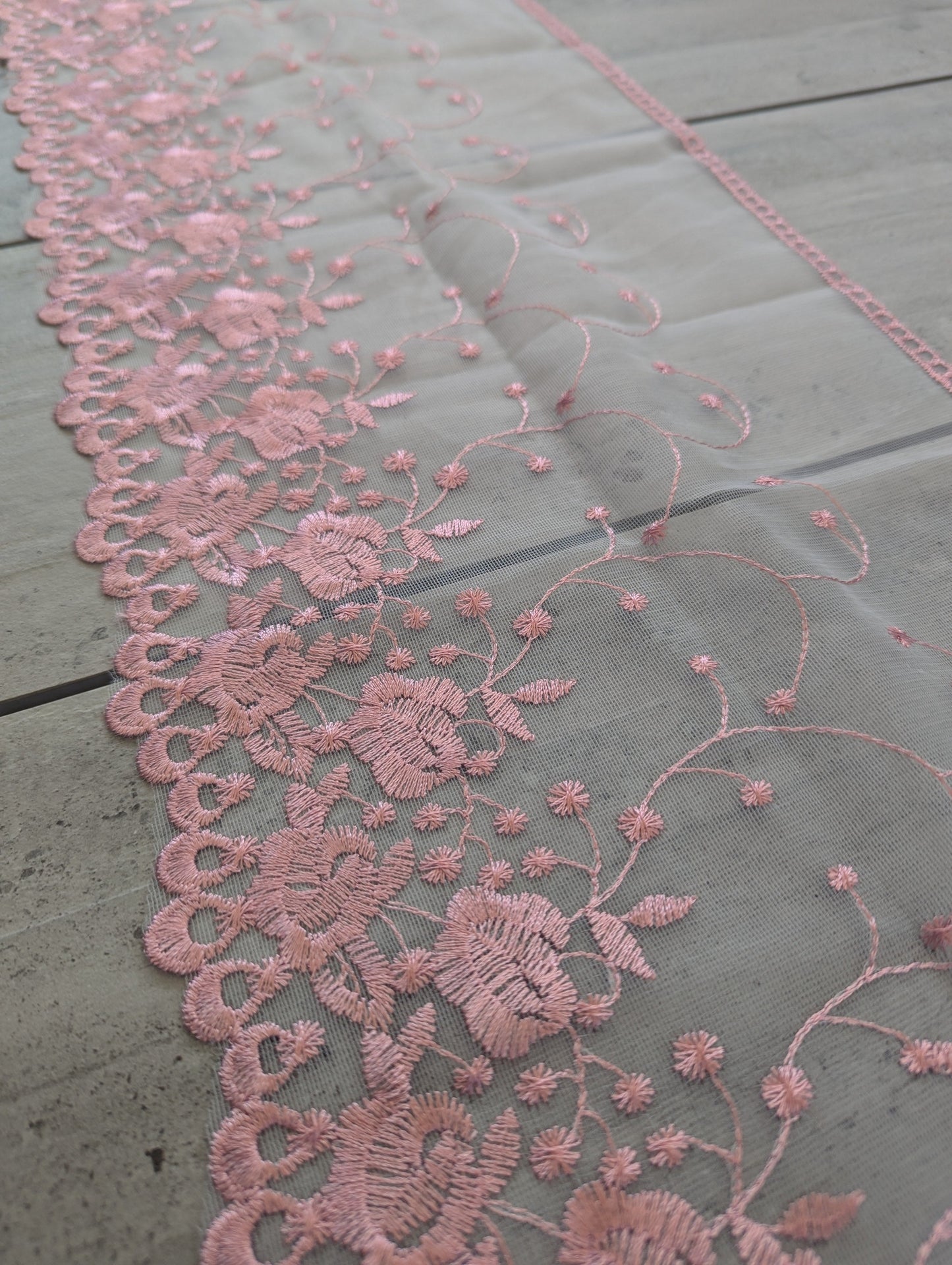 Blush Border Embroidered Trim - Lot