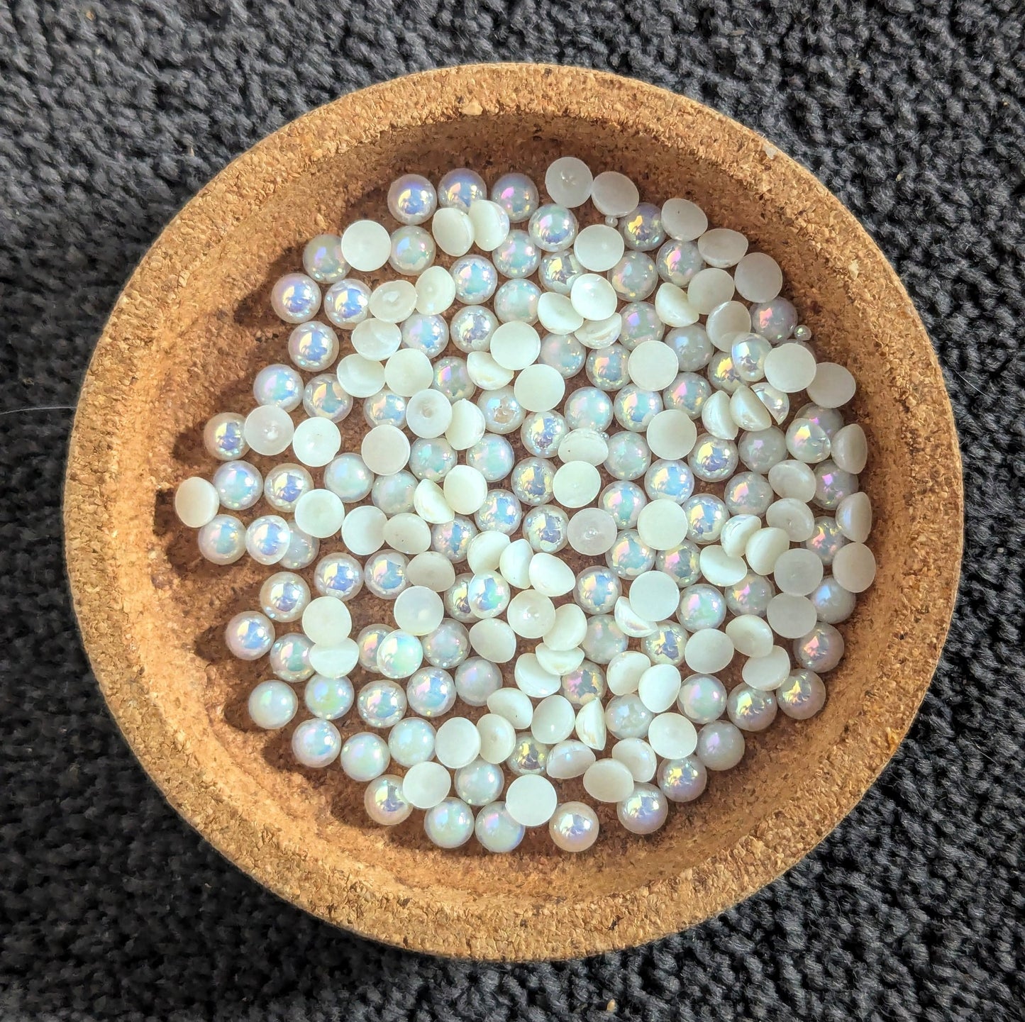 Dark Ivory AB Flatback Pearls Rhinestones & Flatbacks