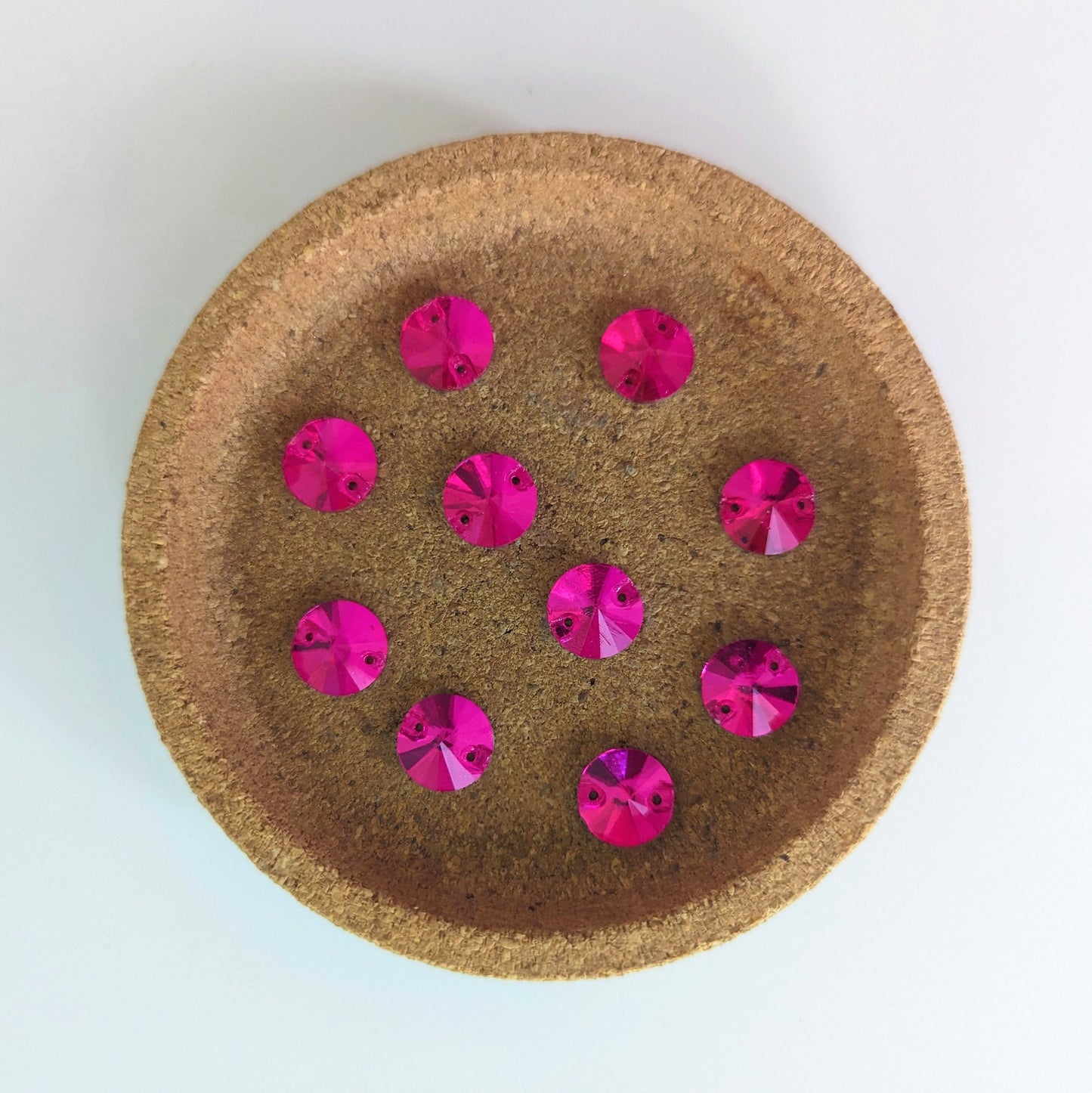 Glass Hot Pink Rivoli Rhinestones & Flatbacks