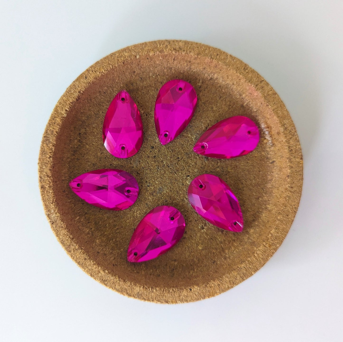 Glass Hot Pink Teardrop Rhinestones & Flatbacks