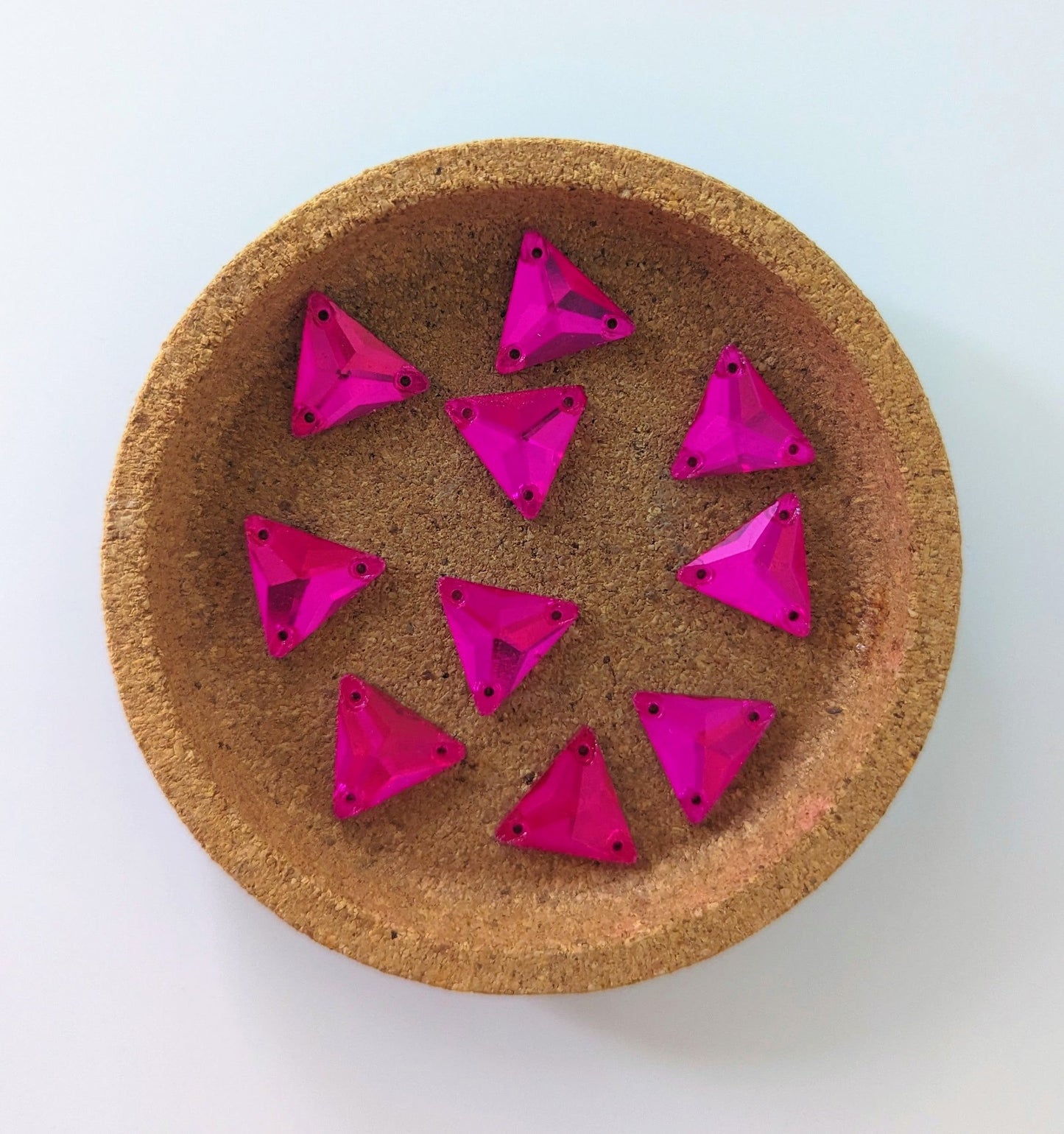 Glass Hot Pink Triangle Rhinestones & Flatbacks