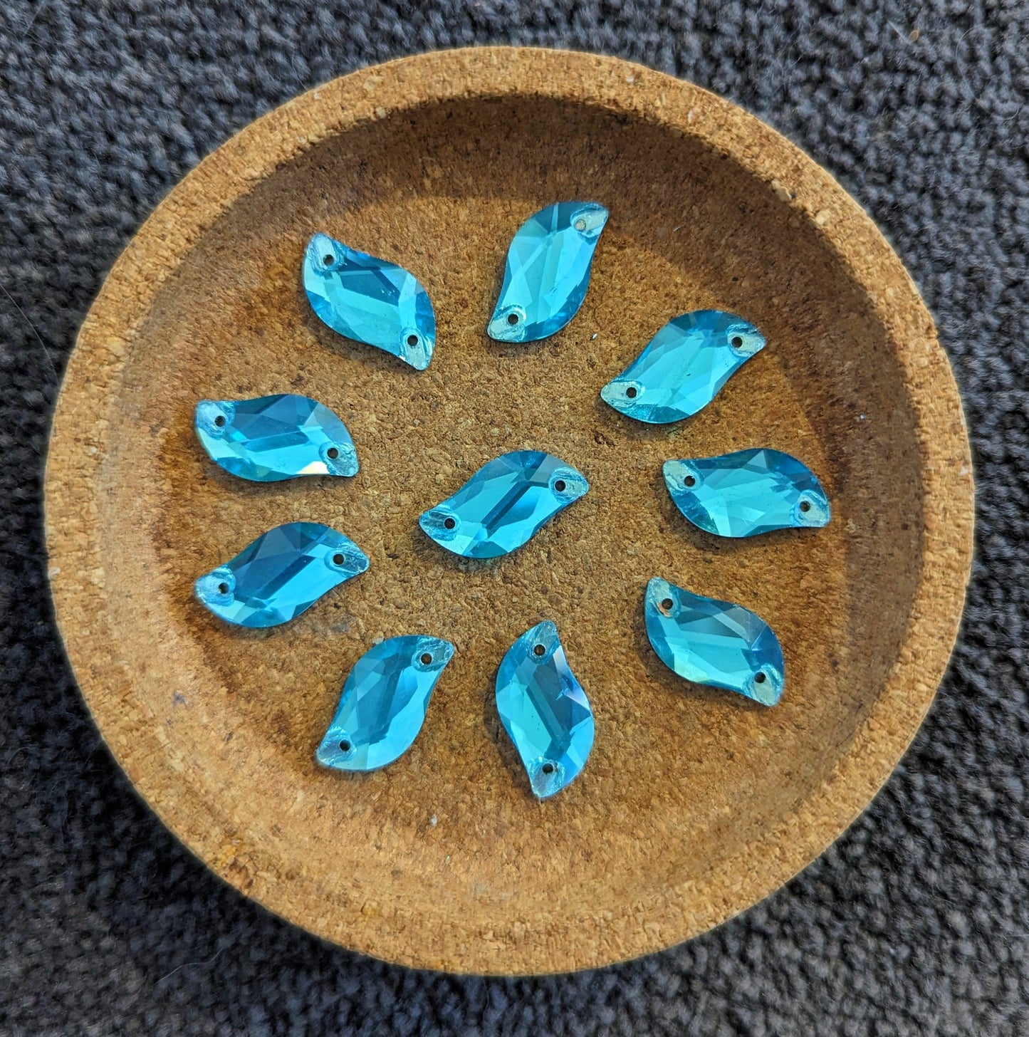 Glass Aquamarine S Shape Rhinestones & Flatbacks