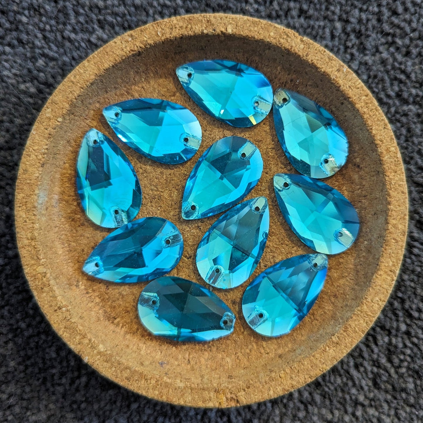 Glass Aquamarine Tear Drops Rhinestones & Flatbacks