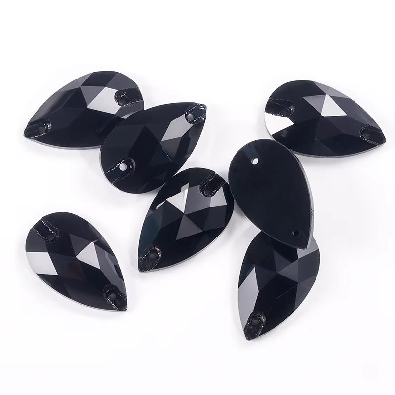 Ultra Premium Glass Black Teardrops Rhinestones & Flatbacks