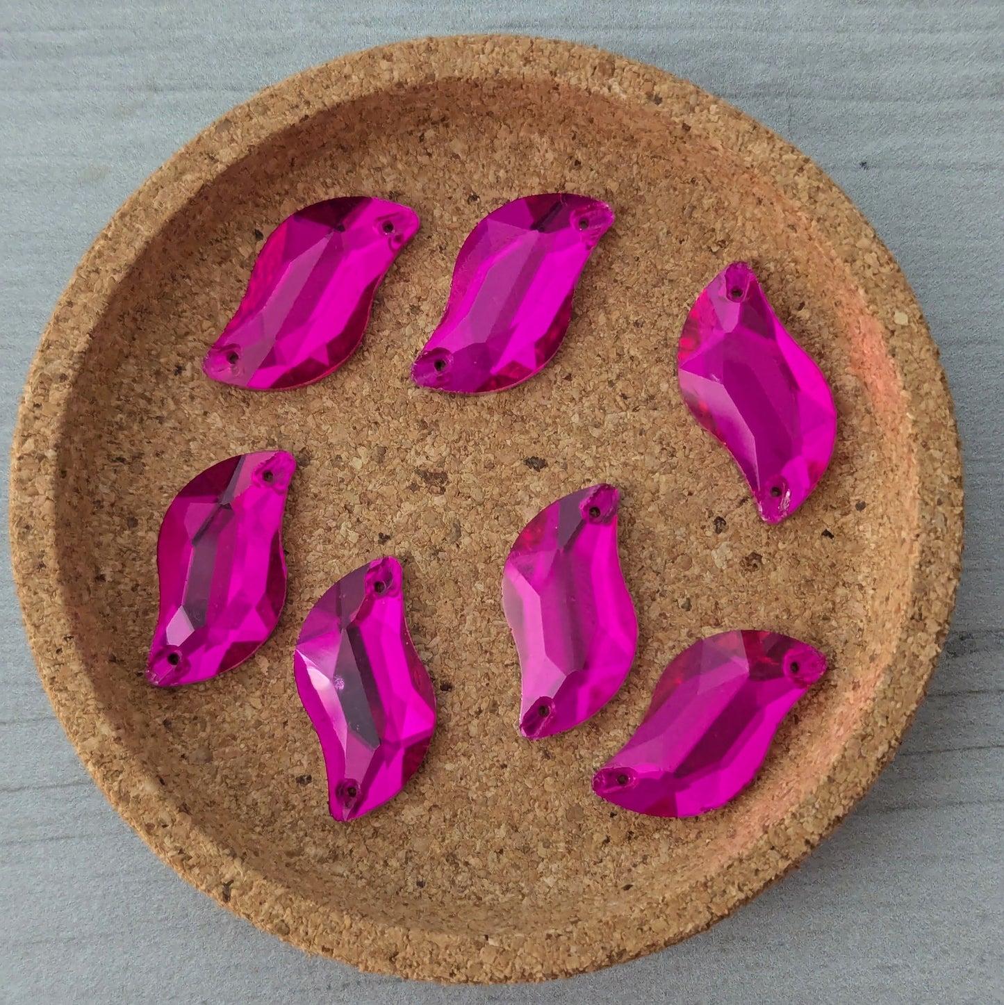 Glass Hot Pink S Shape Rhinestones & Flatbacks