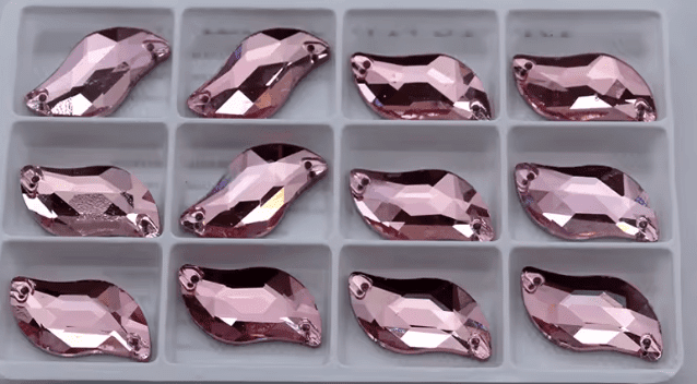 Glass Pink S Shape Rhinestones & Flatbacks