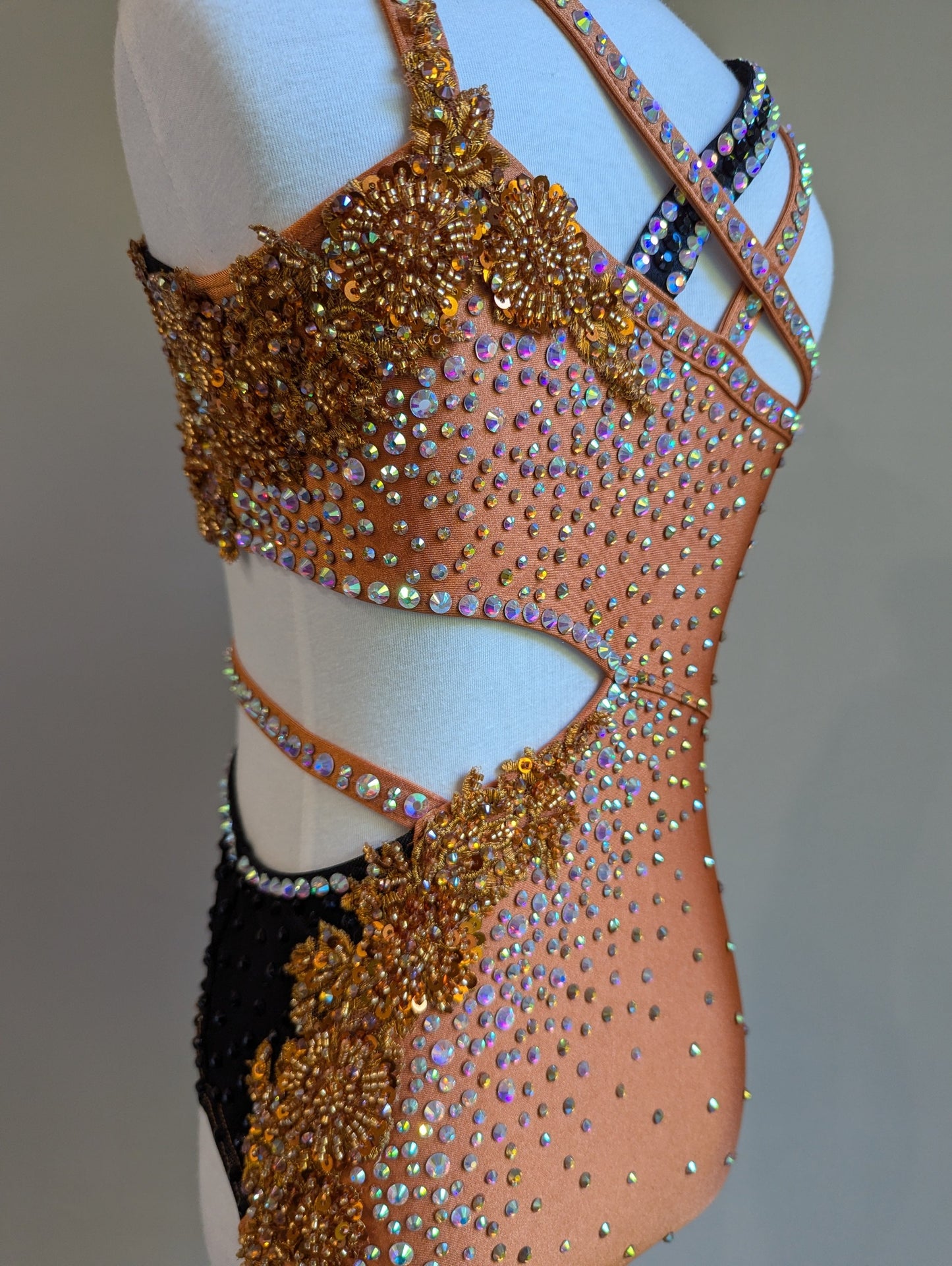 Jaffa Leotard in Copper & Black - Decorated by DMDC