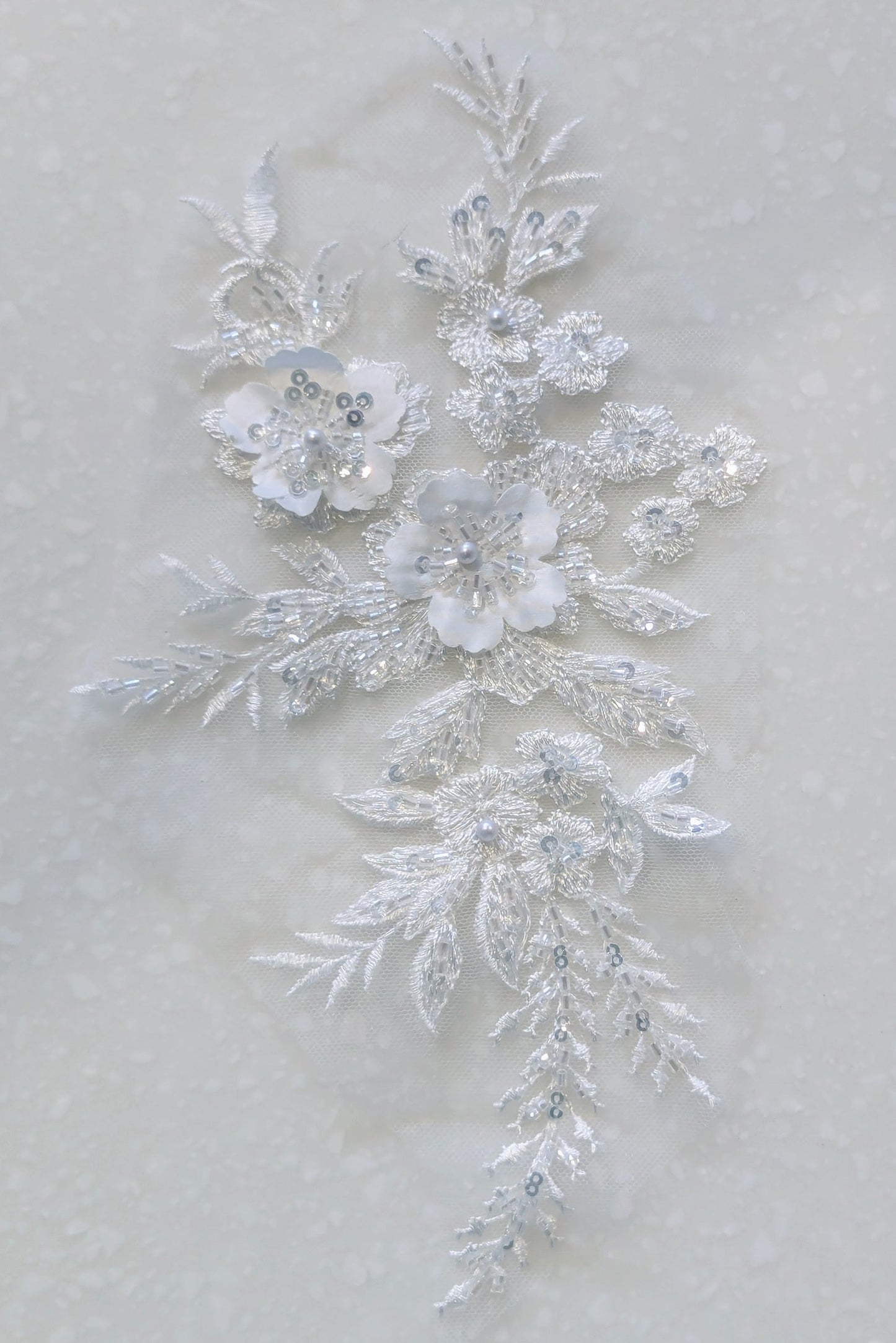 Peony Beaded Lace Appliqué