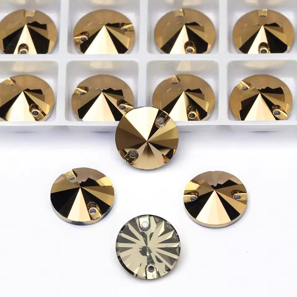 Ultra Premium Glass Gold Rivoli Rhinestones & Flatbacks