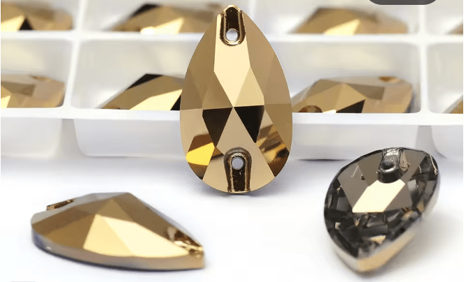 Premium Glass Gold Tear Drops Rhinestones & Flatbacks