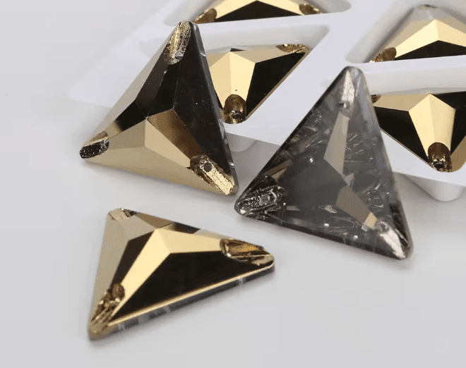 Premium Glass Gold Triangles Rhinestones & Flatbacks