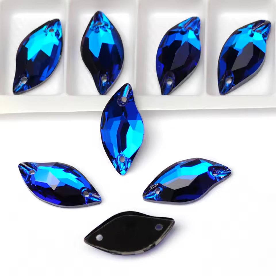 Premium Ultra Glass Bermuda Blue Leaf Rhinestones & Flatbacks