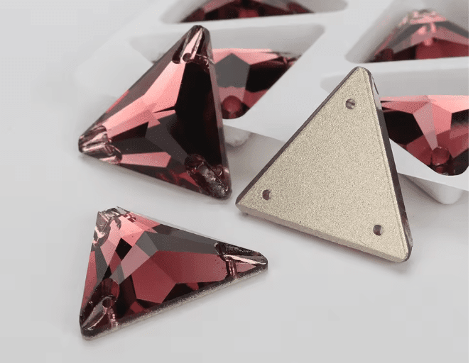 Premium Ultra Glass Burgundy Triangles Rhinestones & Flatbacks