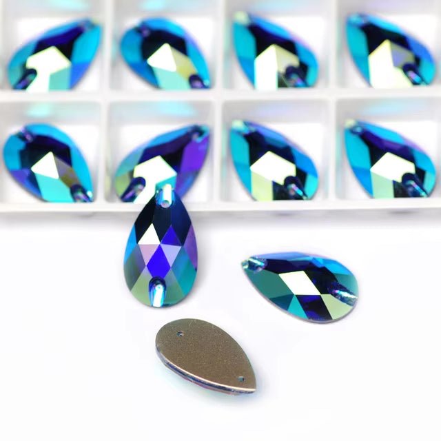 Premium Ultra Glass Capri Blue AB Teardrop Rhinestones & Flatbacks