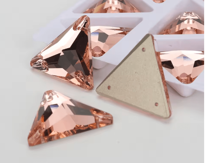 Premium Ultra Glass Champagne Triangles Rhinestones & Flatbacks