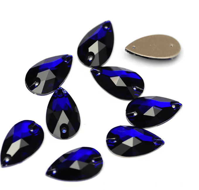 Premium Ultra Glass Dark Indigo Teardrop Rhinestones & Flatbacks
