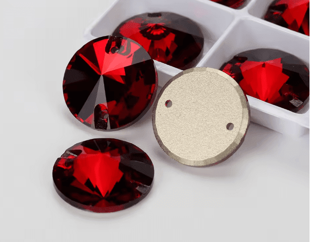 Premium Ultra Glass Dark Siam Rivoli Rhinestones & Flatbacks