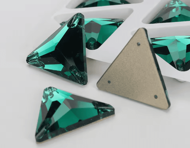 Premium Ultra Glass Emerald Triangles Rhinestones & Flatbacks