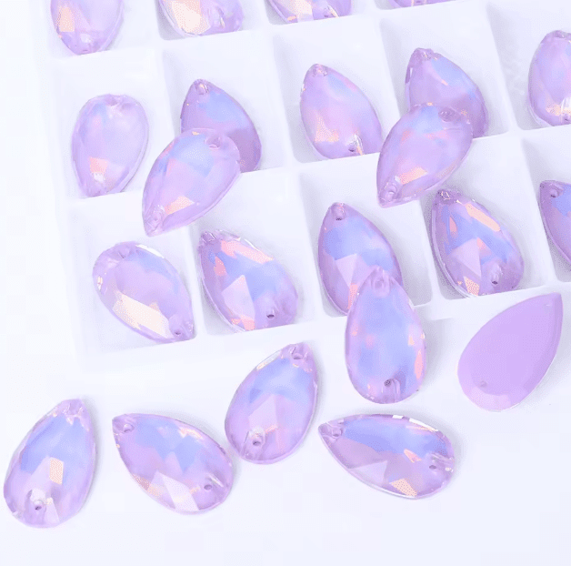 Premium Ultra Glass Flashing Violet Teardrop Rhinestones & Flatbacks