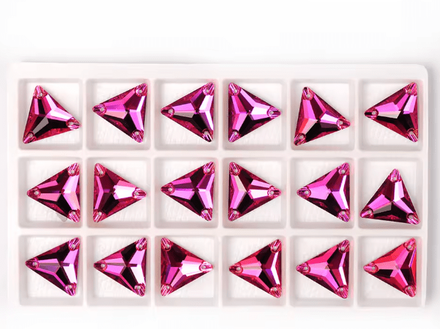 Premium Ultra Glass Fuchisa Triangles Rhinestones & Flatbacks