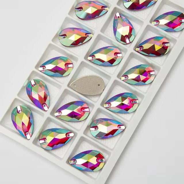 Premium Ultra Glass Fuchsia AB Teardrop Rhinestones & Flatbacks