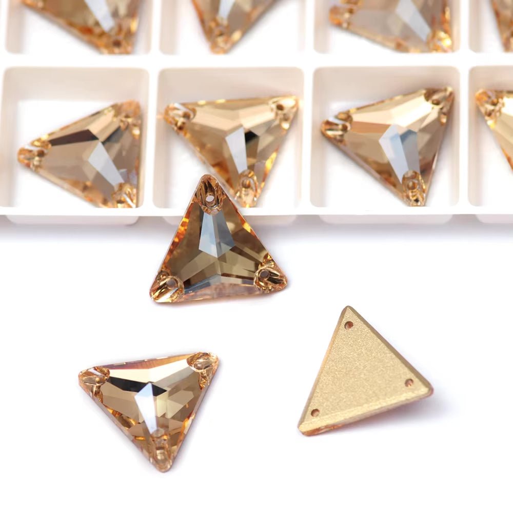 Premium Ultra Glass Golden Shadow Triangles Rhinestones & Flatbacks