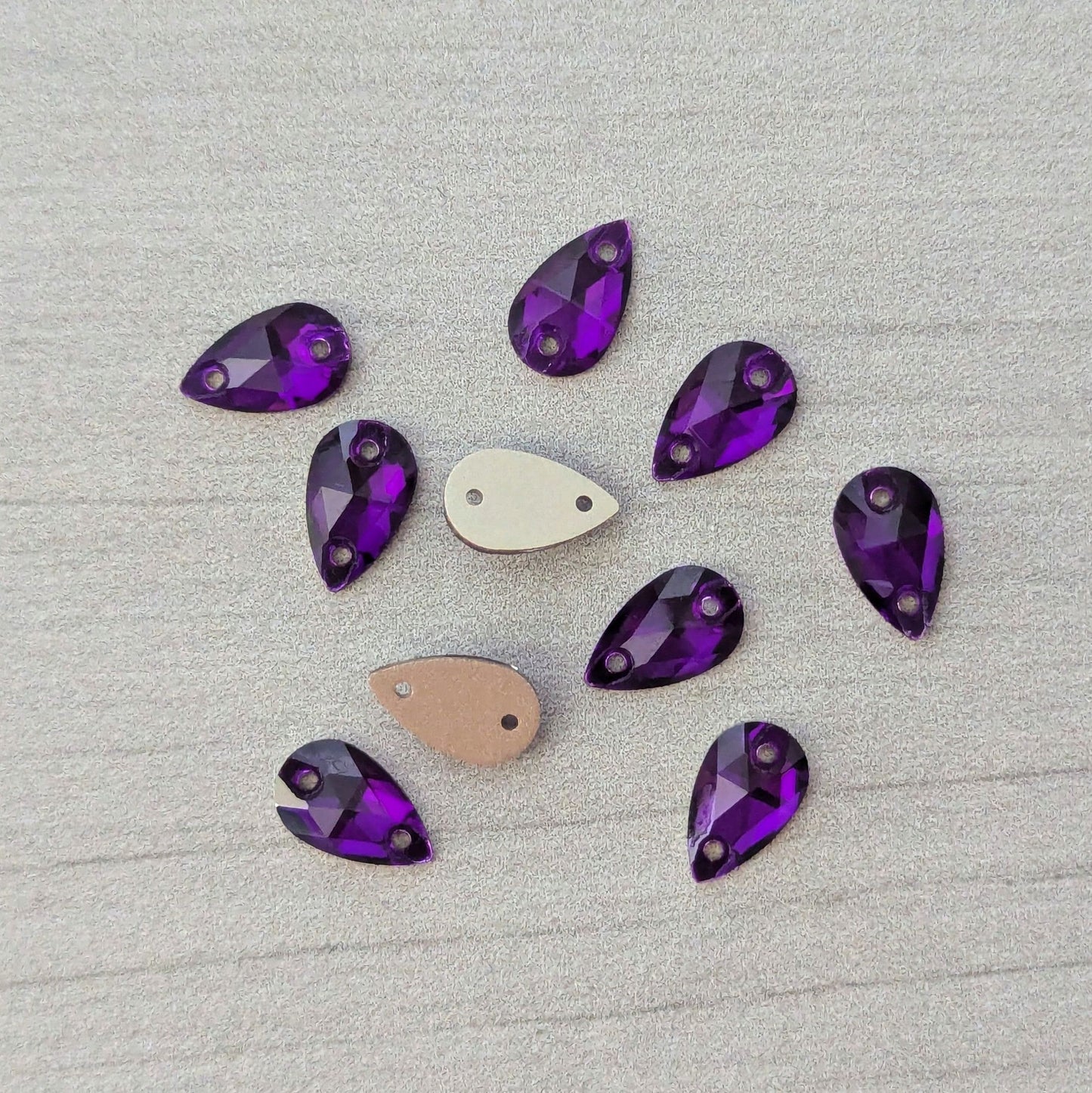Premium Ultra Glass Royal Purple Tear Drops Rhinestones & Flatbacks