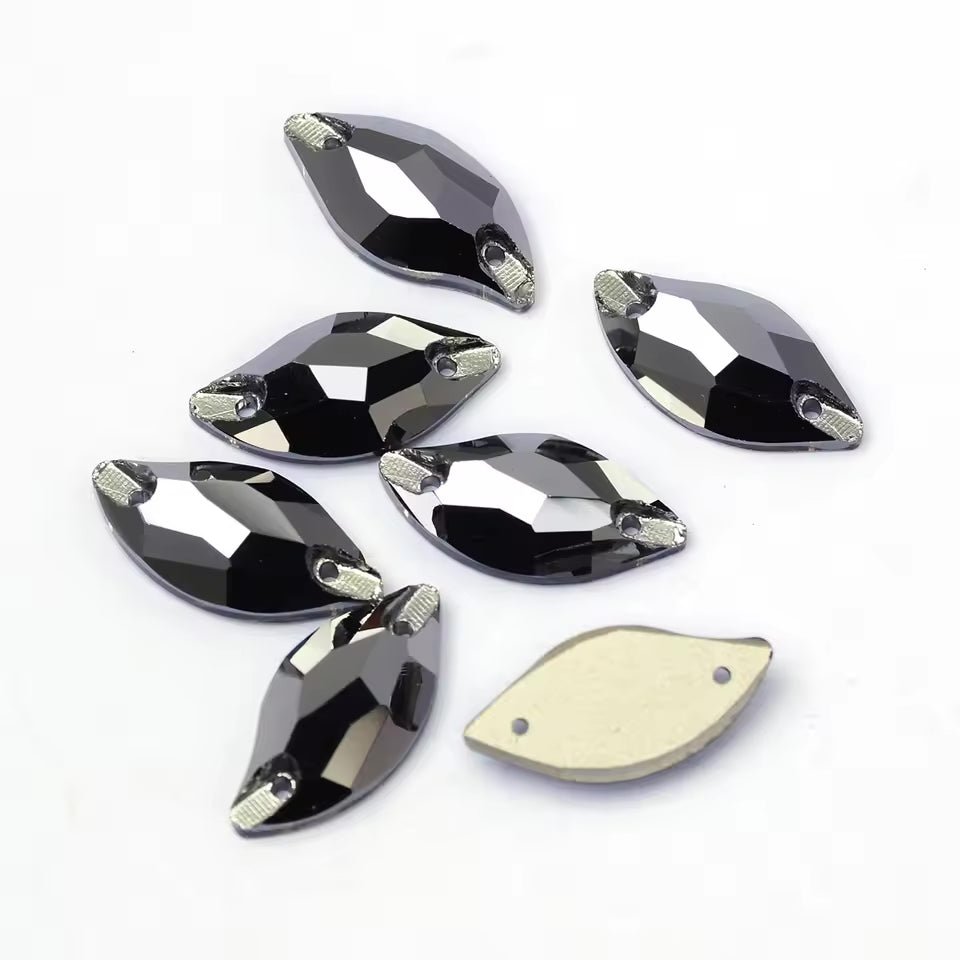 Premium Ultra Glass Jet Hematite Leaf Rhinestones & Flatbacks