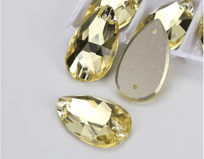 Premium Ultra Glass Jonquil Tear Drops Rhinestones & Flatbacks