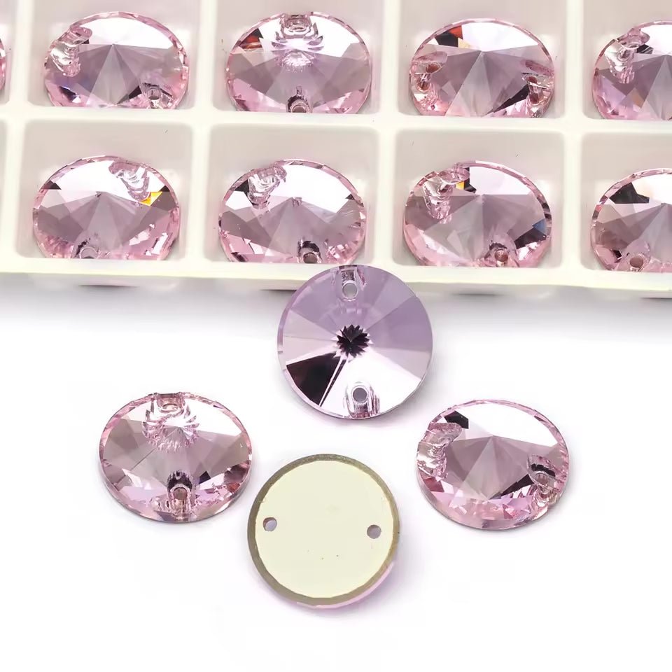 Premium Ultra Glass Light Pink Rivoli Rhinestones & Flatbacks